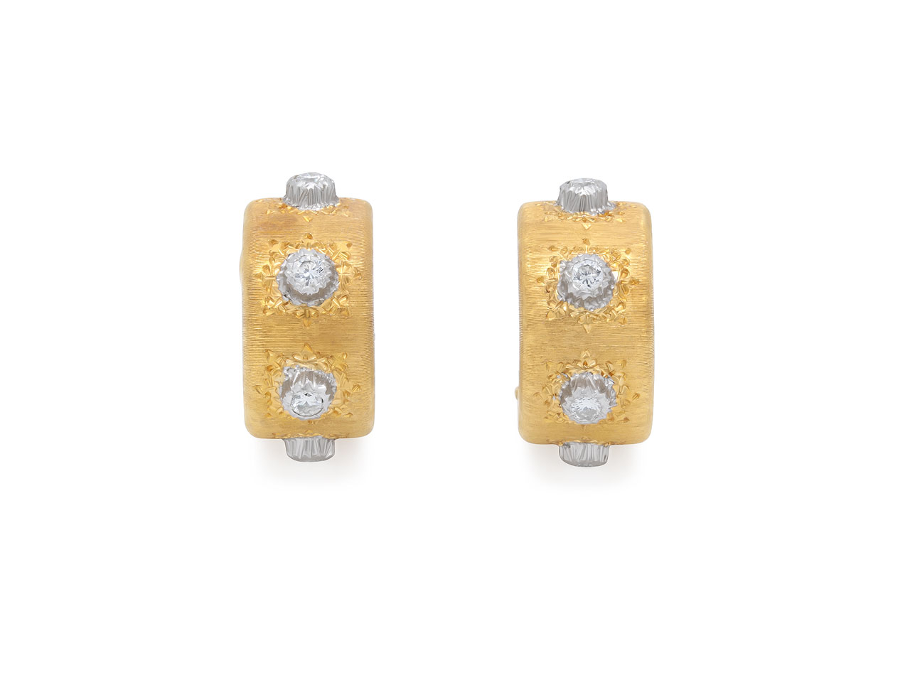 Buccellati 'Macri' Diamond Hoop Earrings in 18K Gold