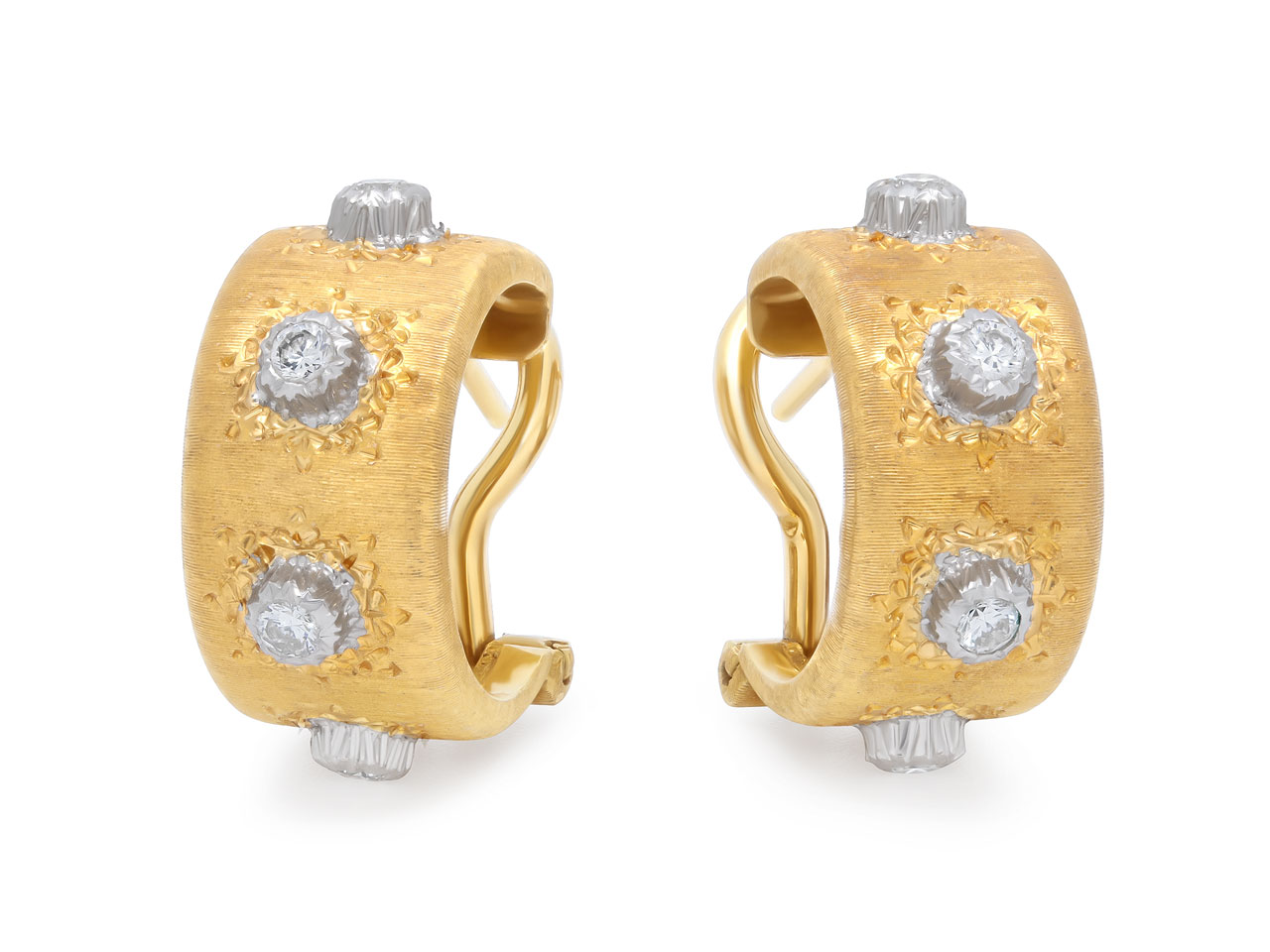 Buccellati 'Macri' Diamond Hoop Earrings in 18K Gold