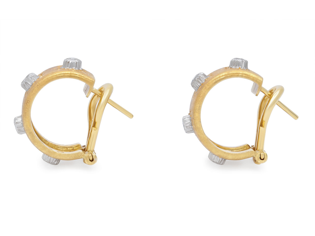 Buccellati 'Macri' Diamond Hoop Earrings in 18K Gold