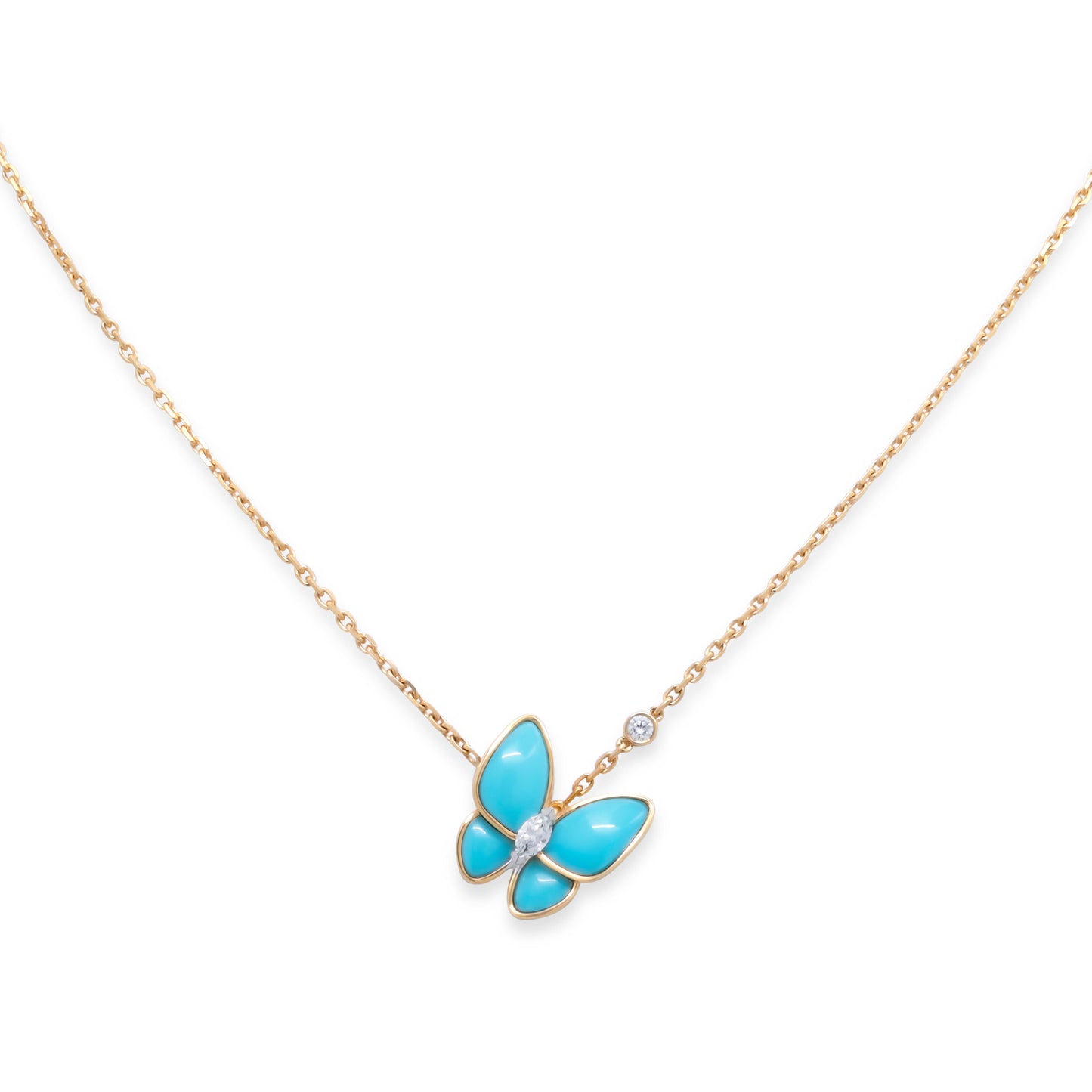 Van Cleef & Arpels 'Two Butterfly' Turquoise Pendant in 18K Gold