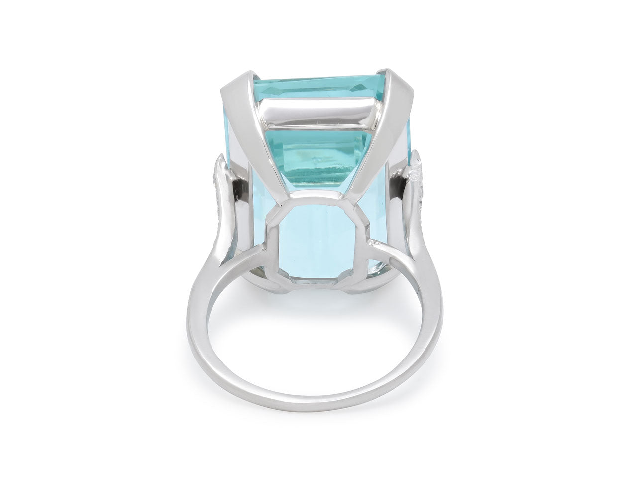 Vintage Aquamarine, 22.00 Carat, and Diamond Ring in Platinum