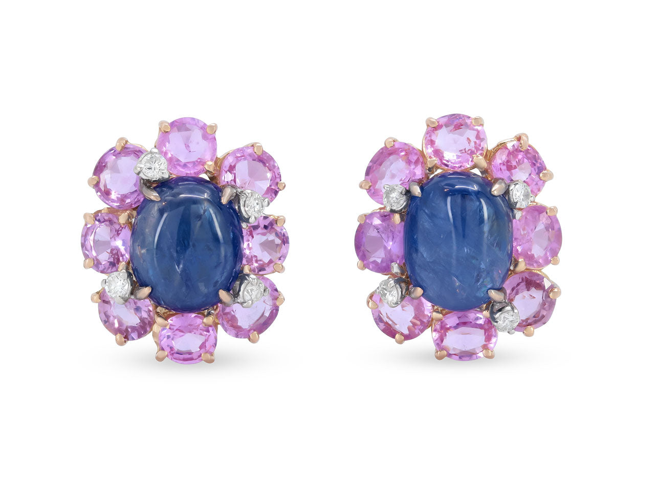 Beladora 'Bespoke' Sapphire and Diamond Earrings in 14K Rose Gold