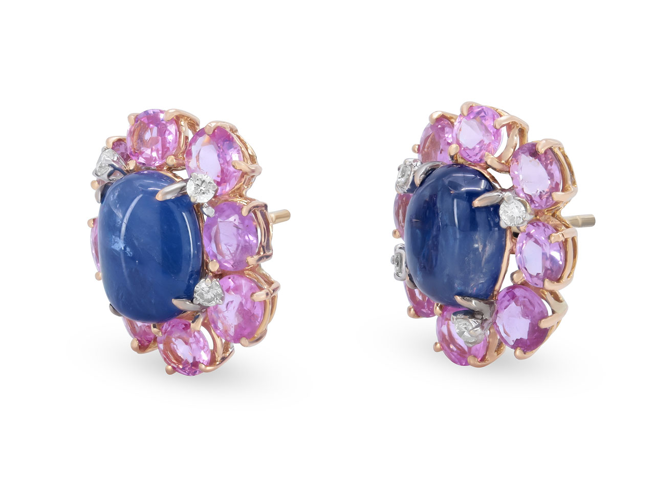 Beladora 'Bespoke' Sapphire and Diamond Earrings in 14K Rose Gold