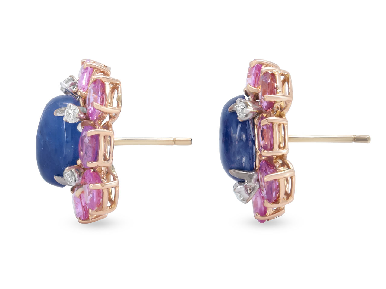 Beladora 'Bespoke' Sapphire and Diamond Earrings in 14K Rose Gold