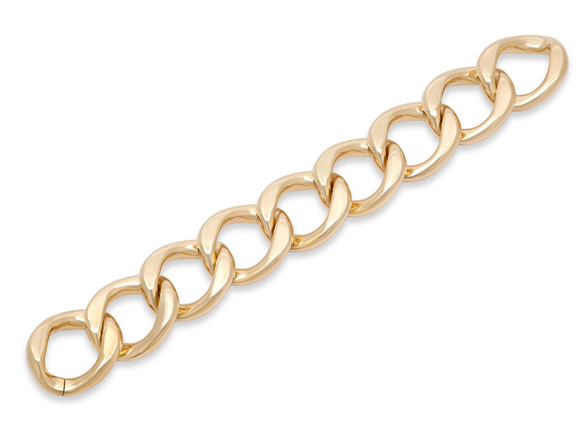 Polished 18K yellow gold bracelet with curb links