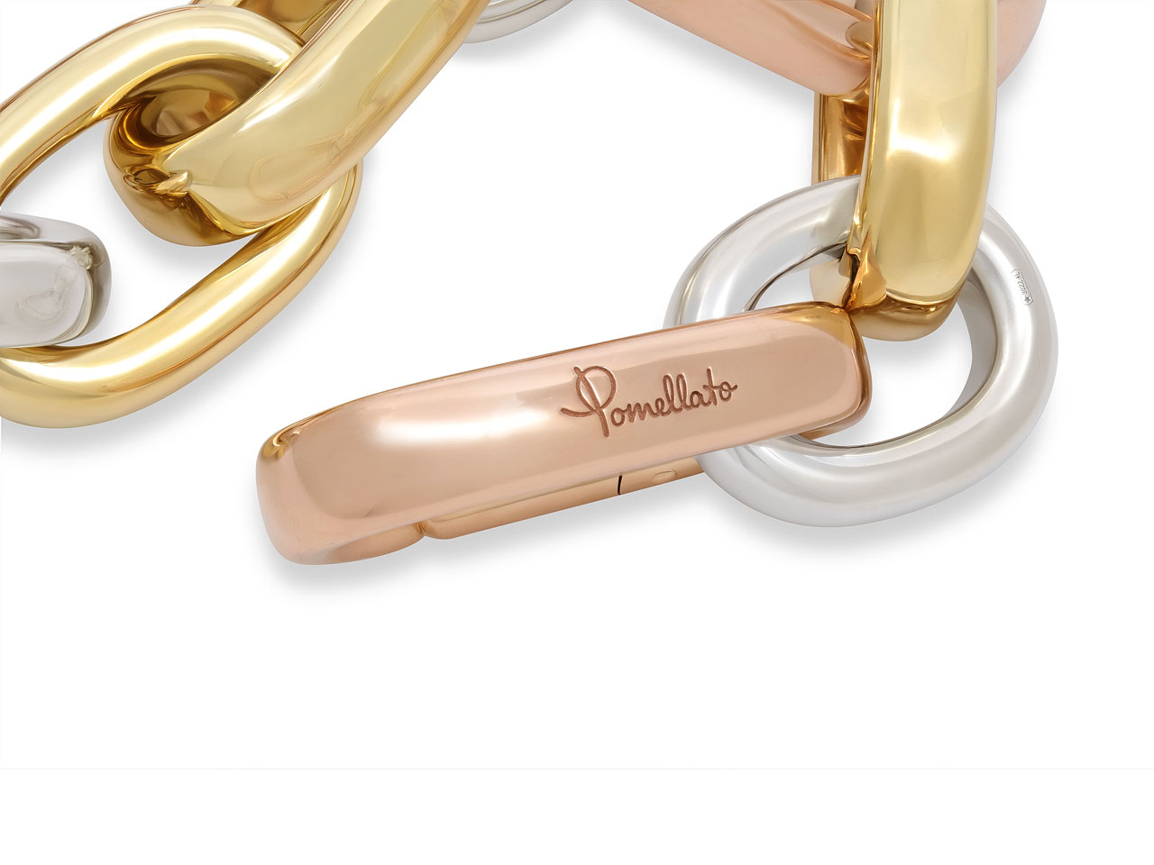 Pomellato 'Iconica' Large Link Bracelet in Tri-Color 18K Gold