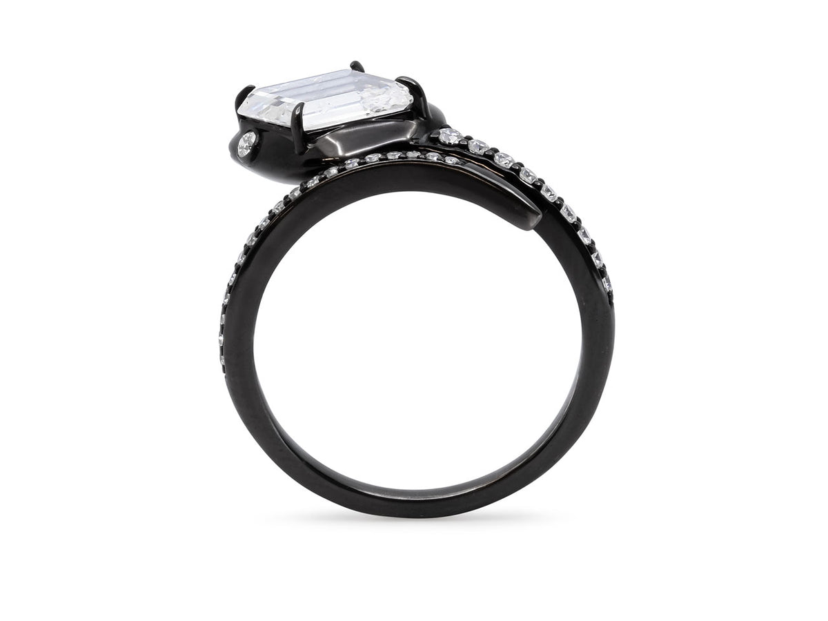Diamond Snake Ring in 18K Blackened Gold