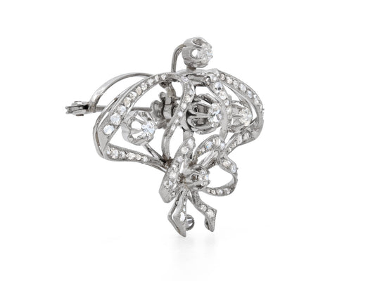Antique Edwardian Diamond Brooch in Platinum