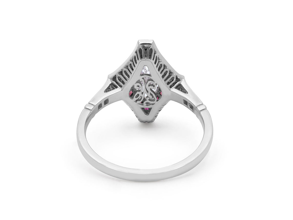 Diamond and Ruby Ring in Platinum