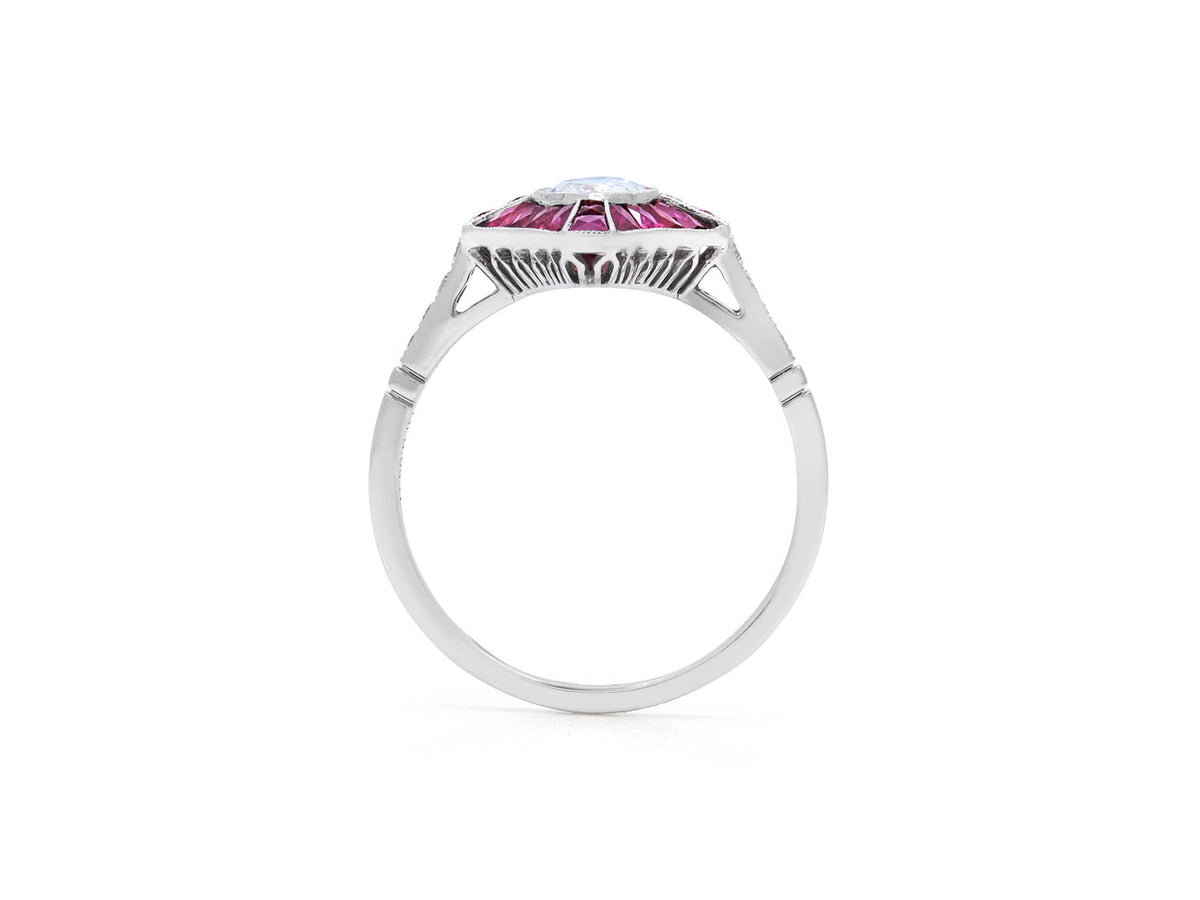 Diamond and Ruby Ring in Platinum