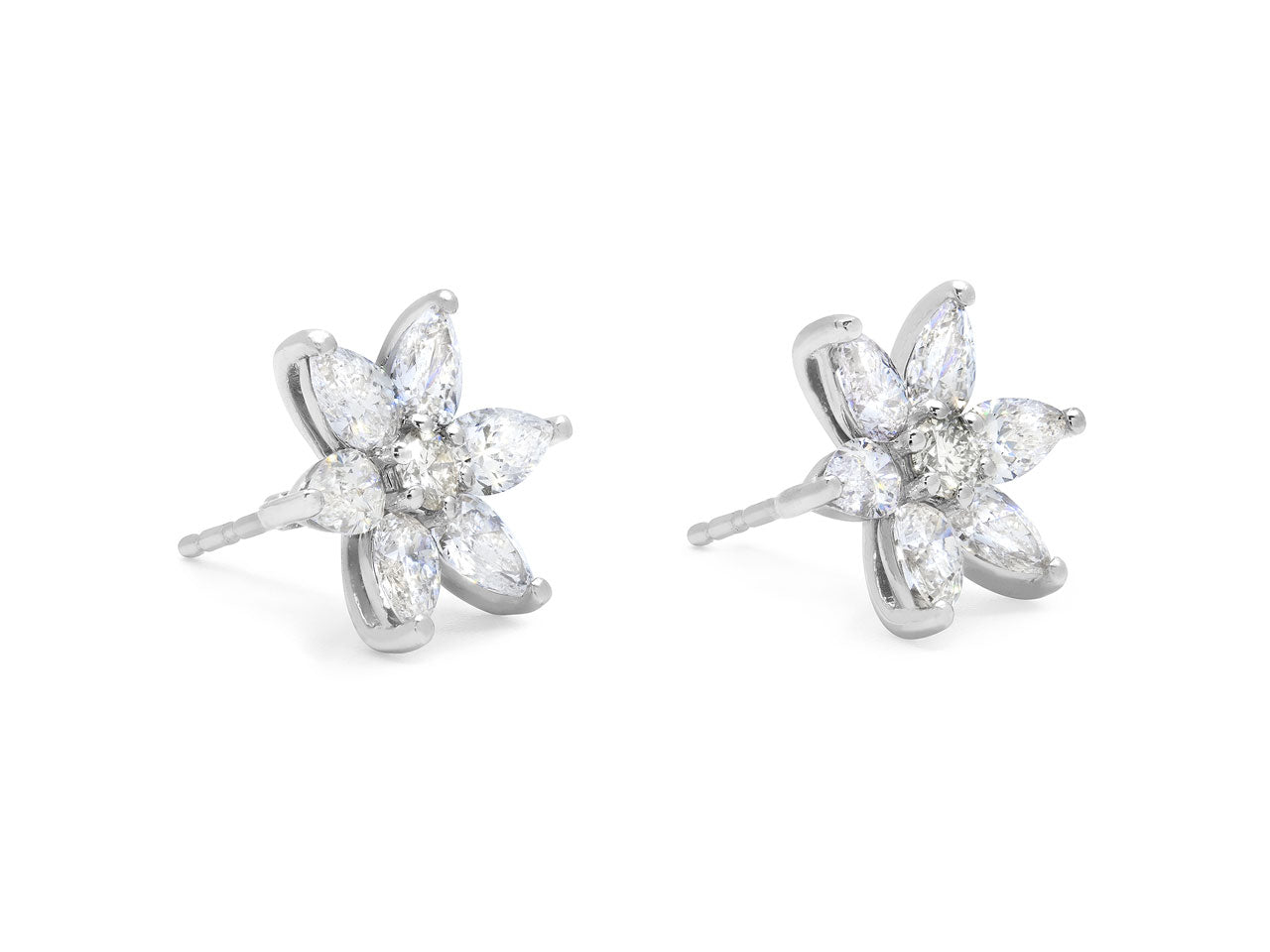 Flower Diamond Earrings in Platinum