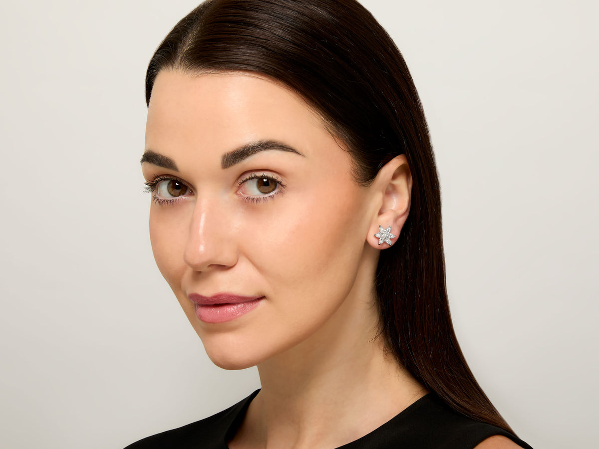 Flower Diamond Earrings in Platinum