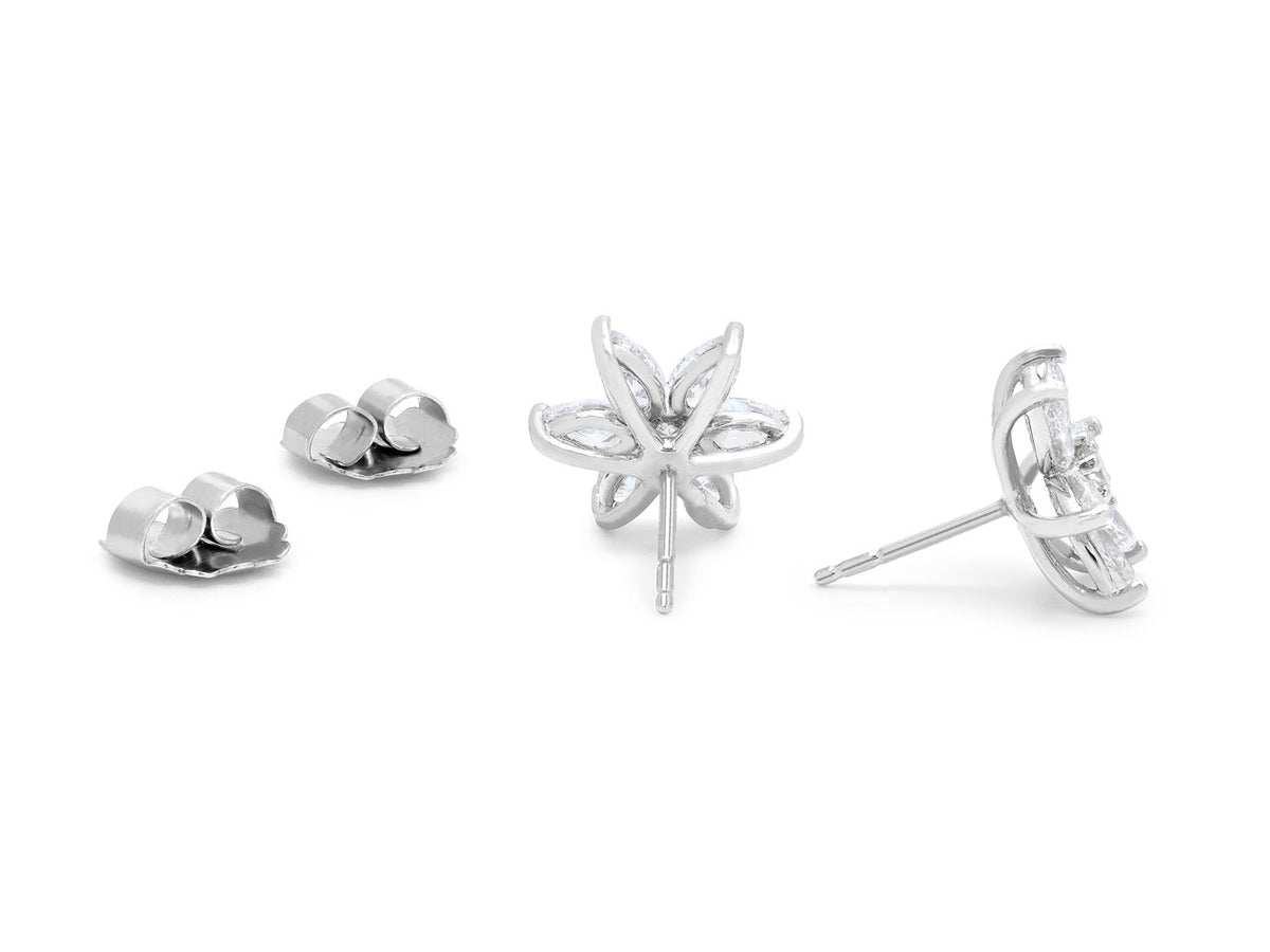 Flower Diamond Earrings in Platinum