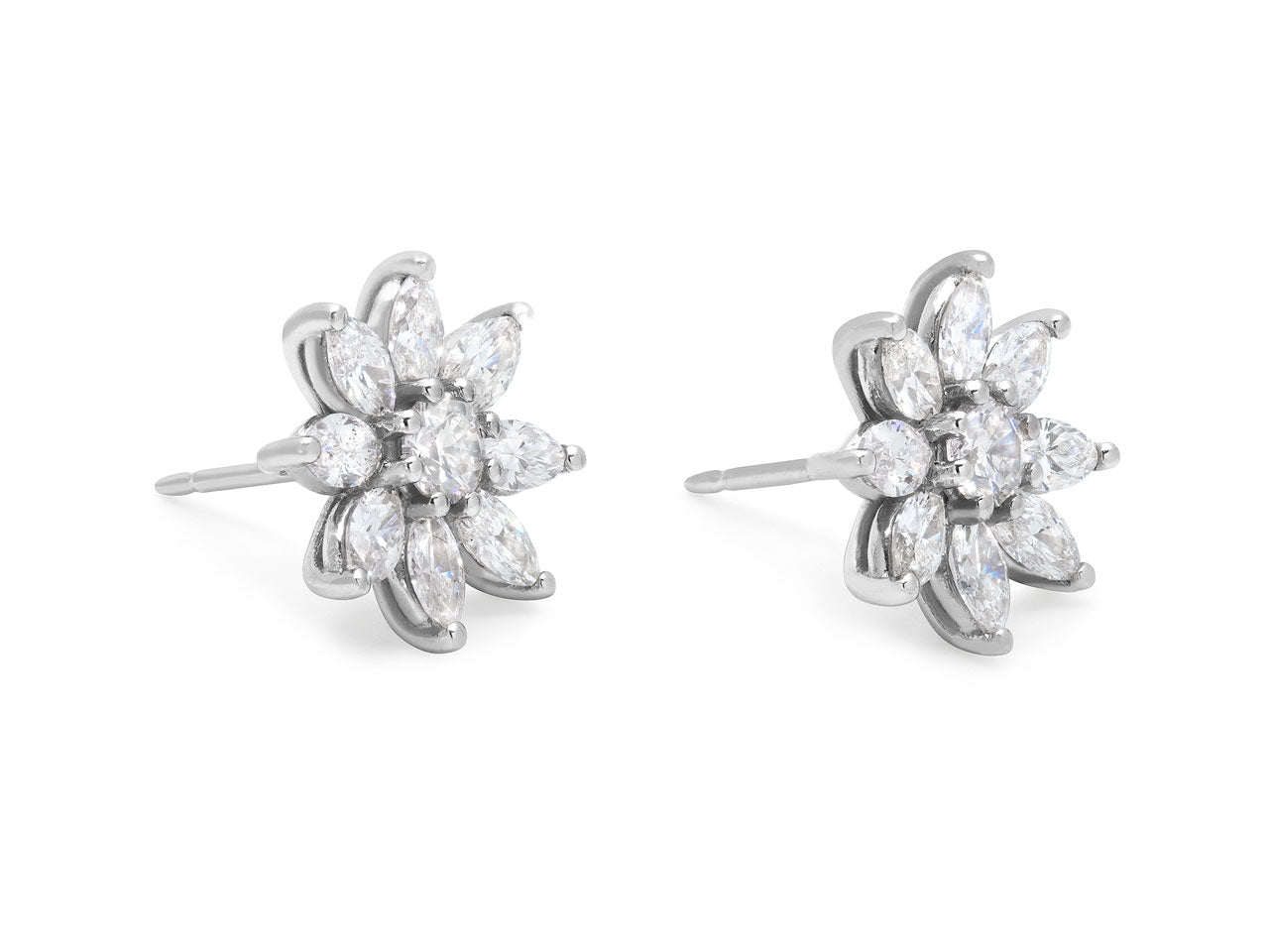 Flower Diamond Earrings in Platinum