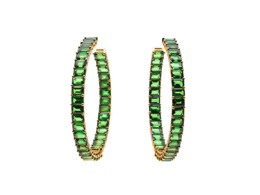 Tsavorite Hoop Earrings in 18K Gold
