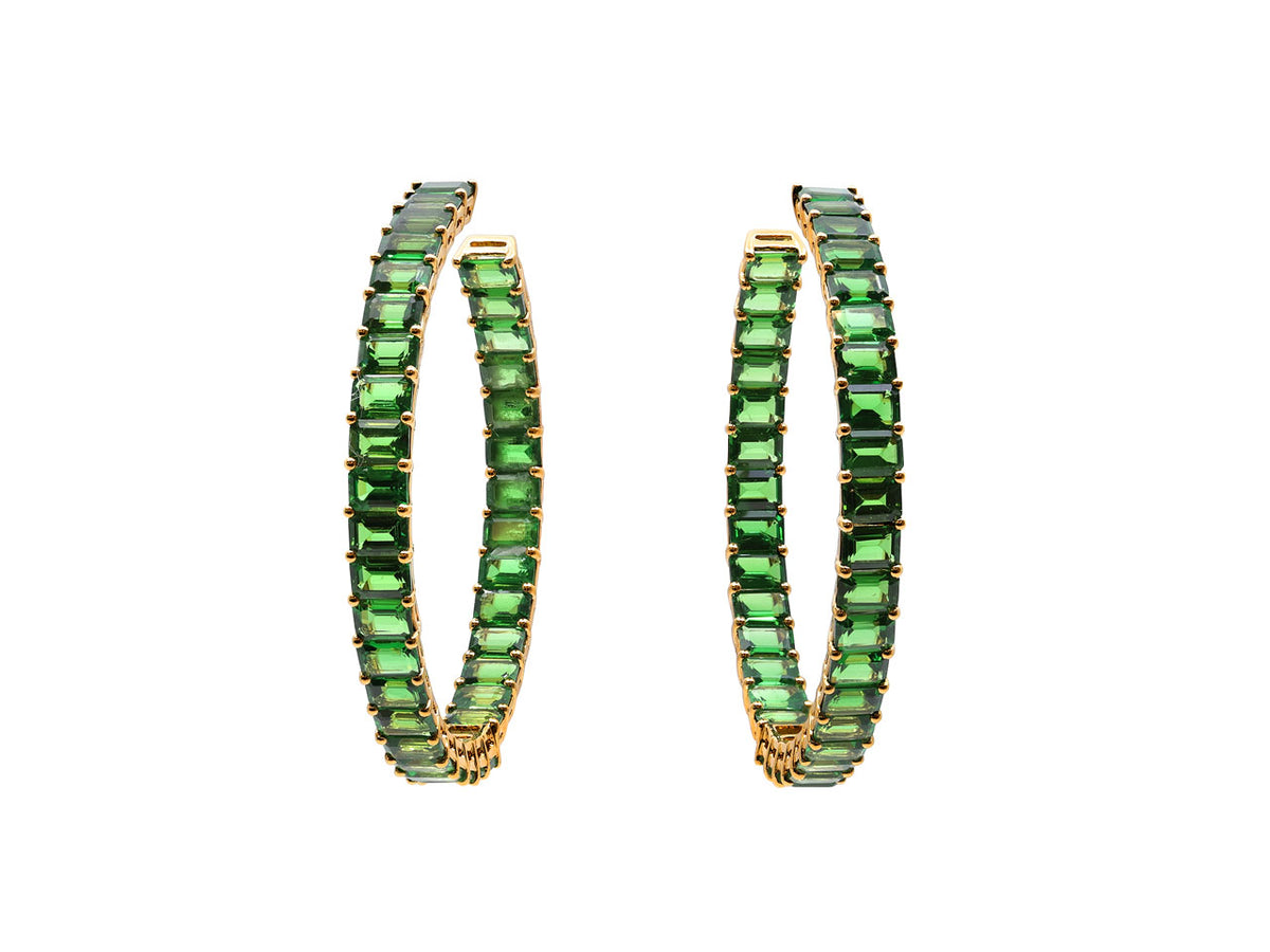 Tsavorite Hoop Earrings in 18K Gold