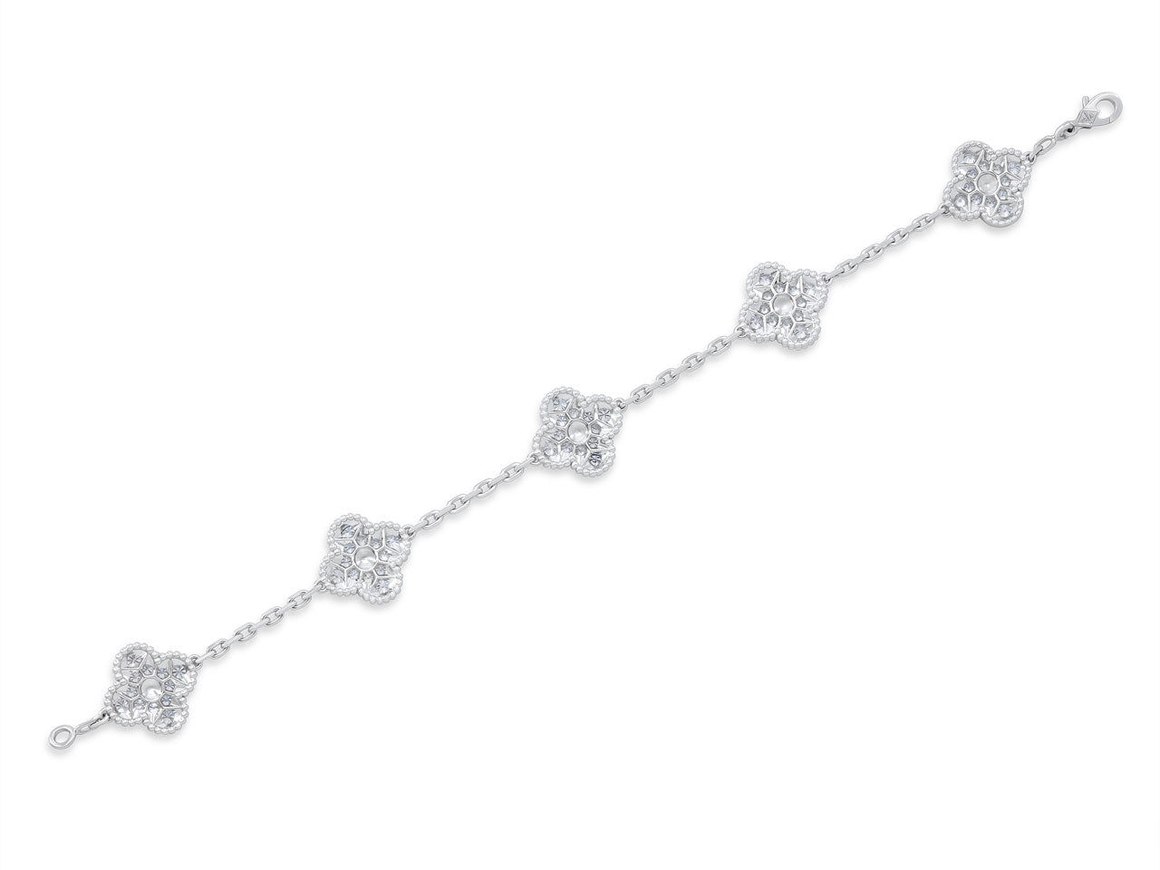 Van Cleef & Arpels 'Vintage Alhambra' Diamond Bracelet, 5 Motifs, in 18K White Gold