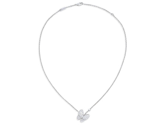 Van Cleef & Arpels 'Two Butterfly' Diamond Pendant 18K White Gold