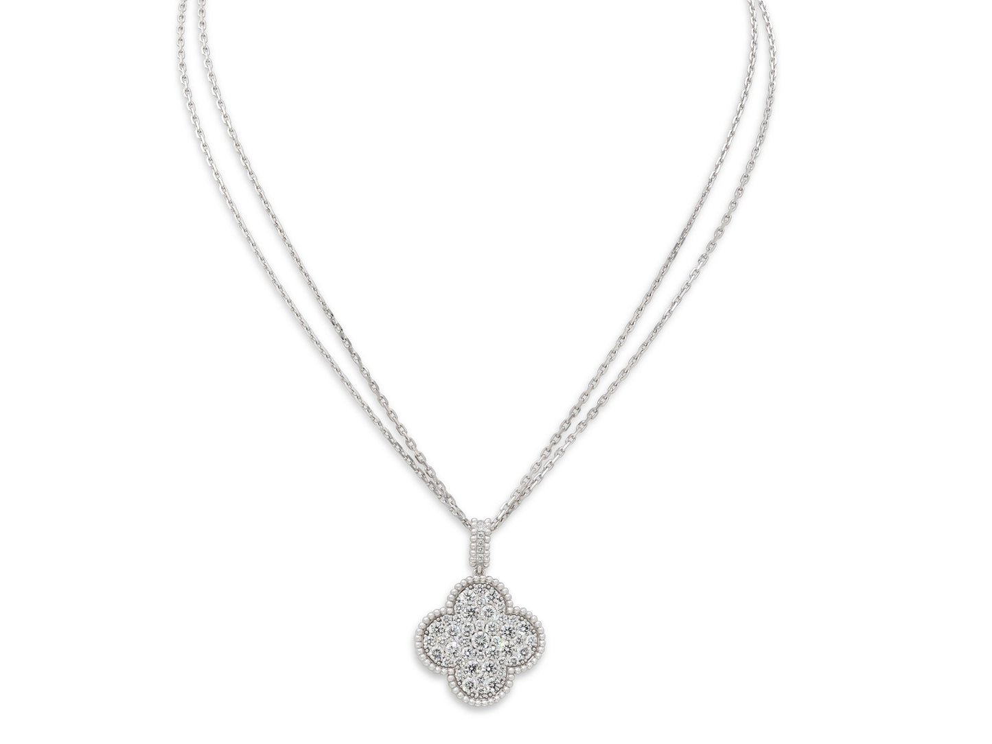 Van Cleef & Arpels 'Magic Alhambra' Long Necklace, with Diamonds, in 18K White Gold