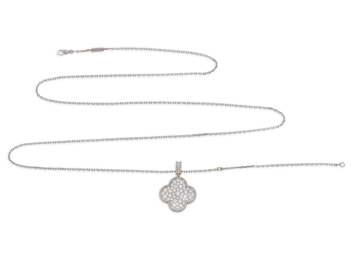 Van Cleef & Arpels 'Magic Alhambra' Long Necklace, with Diamonds, in 18K White Gold