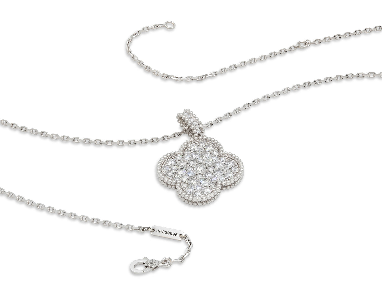 Van Cleef & Arpels 'Magic Alhambra' Long Necklace, with Diamonds, in 18K White Gold