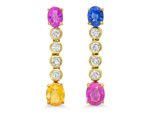 Beladora 'Reimagined' Multi-Color Sapphire and Diamond Earrings