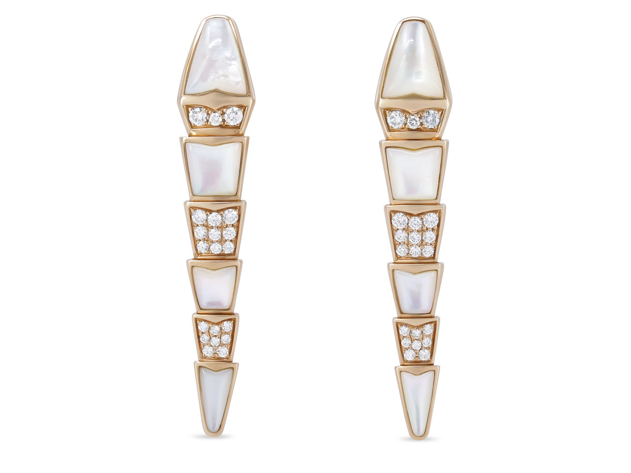 Bulgari 'Serpenti' Diamond and Mother-Of-Pearl Earrings in 18K Rose Gold
