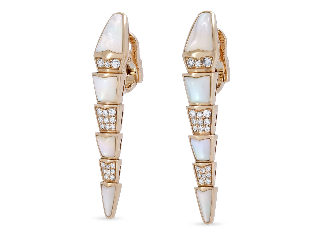 Bulgari 'Serpenti' Diamond and Mother-Of-Pearl Earrings in 18K Rose Gold