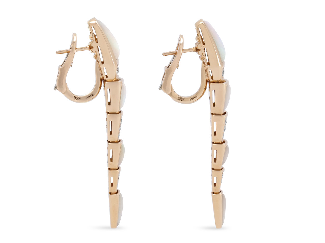 Bulgari 'Serpenti' Diamond and Mother-Of-Pearl Earrings in 18K Rose Gold