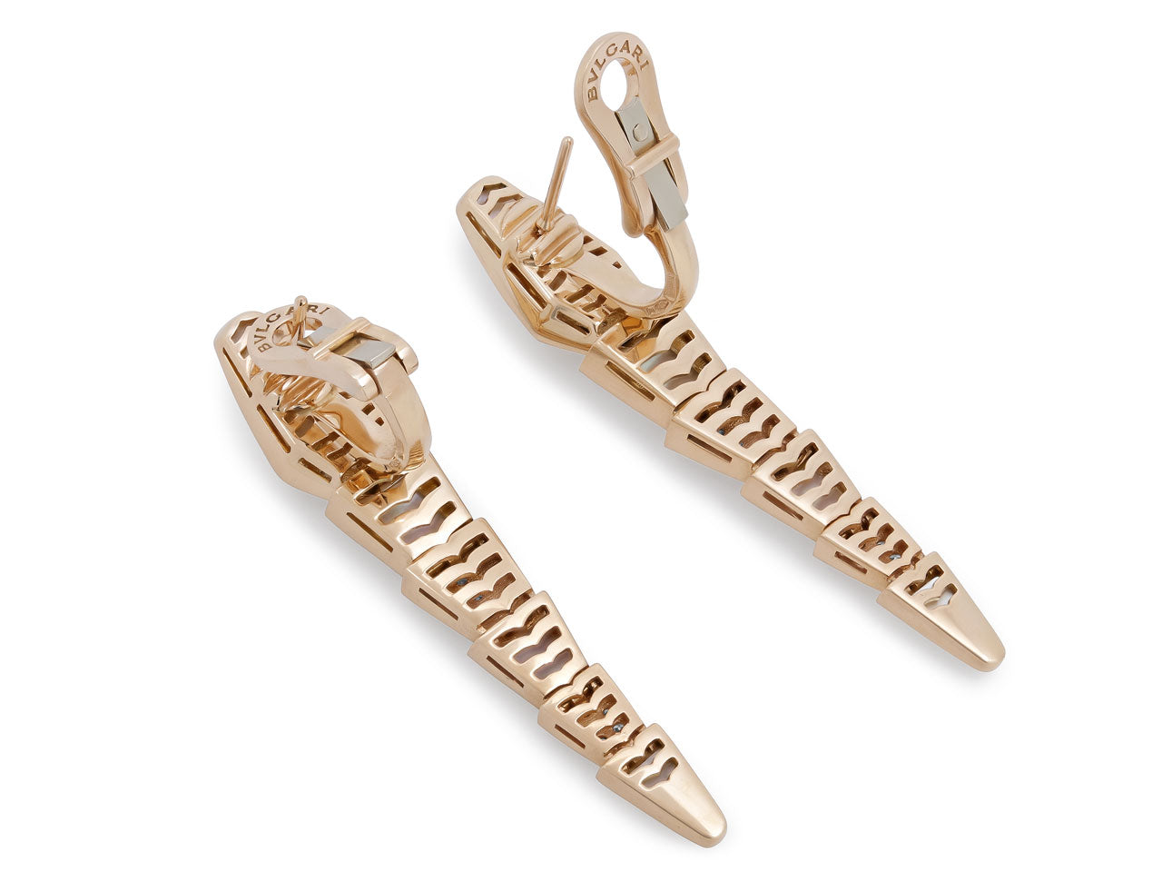 Bulgari 'Serpenti' Diamond and Mother-Of-Pearl Earrings in 18K Rose Gold