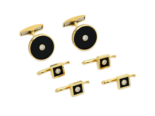 Onyx and Diamond Dress Set in 18K Gold