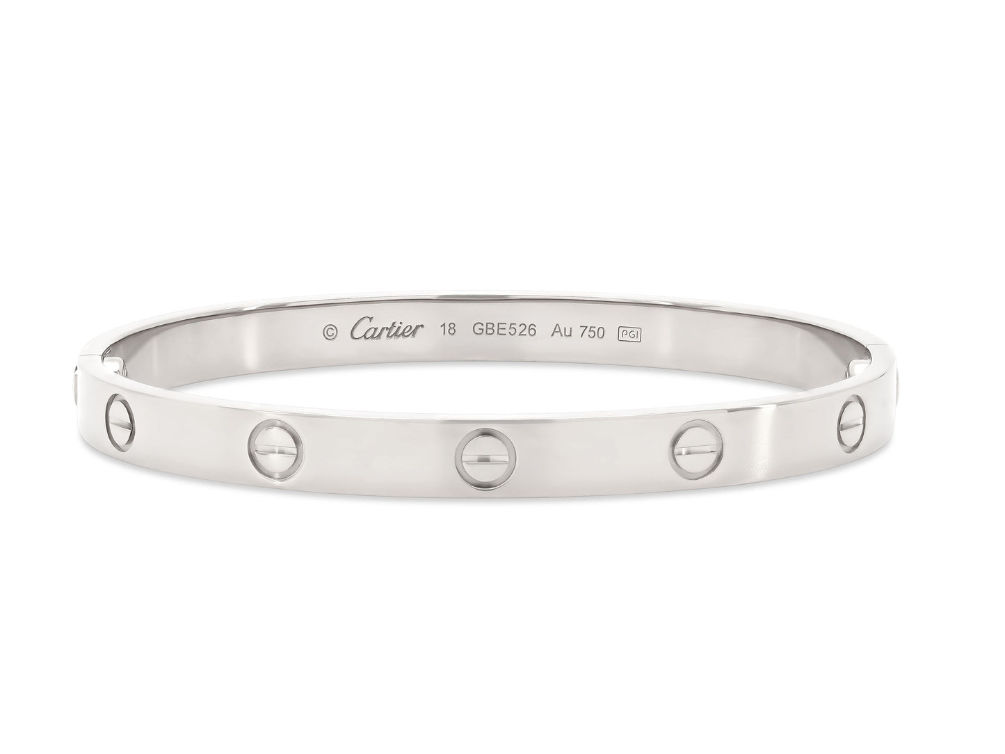 Cartier 'Love' Bracelet in 18K White Gold, Classic Model, Size 18