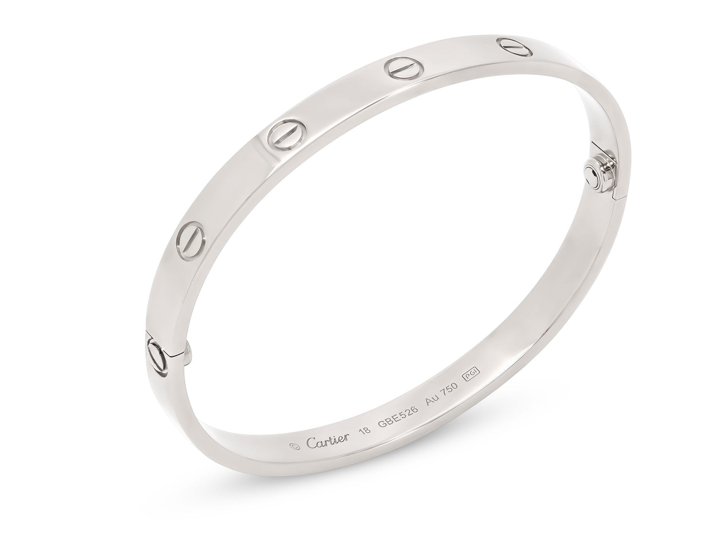 Cartier 'Love' Bracelet in 18K White Gold, Classic Model, Size 18