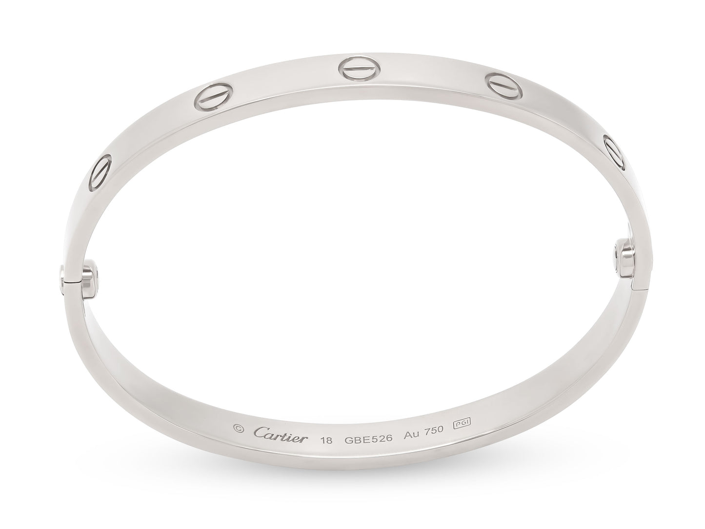Cartier 'Love' Bracelet in 18K White Gold, Classic Model, Size 18