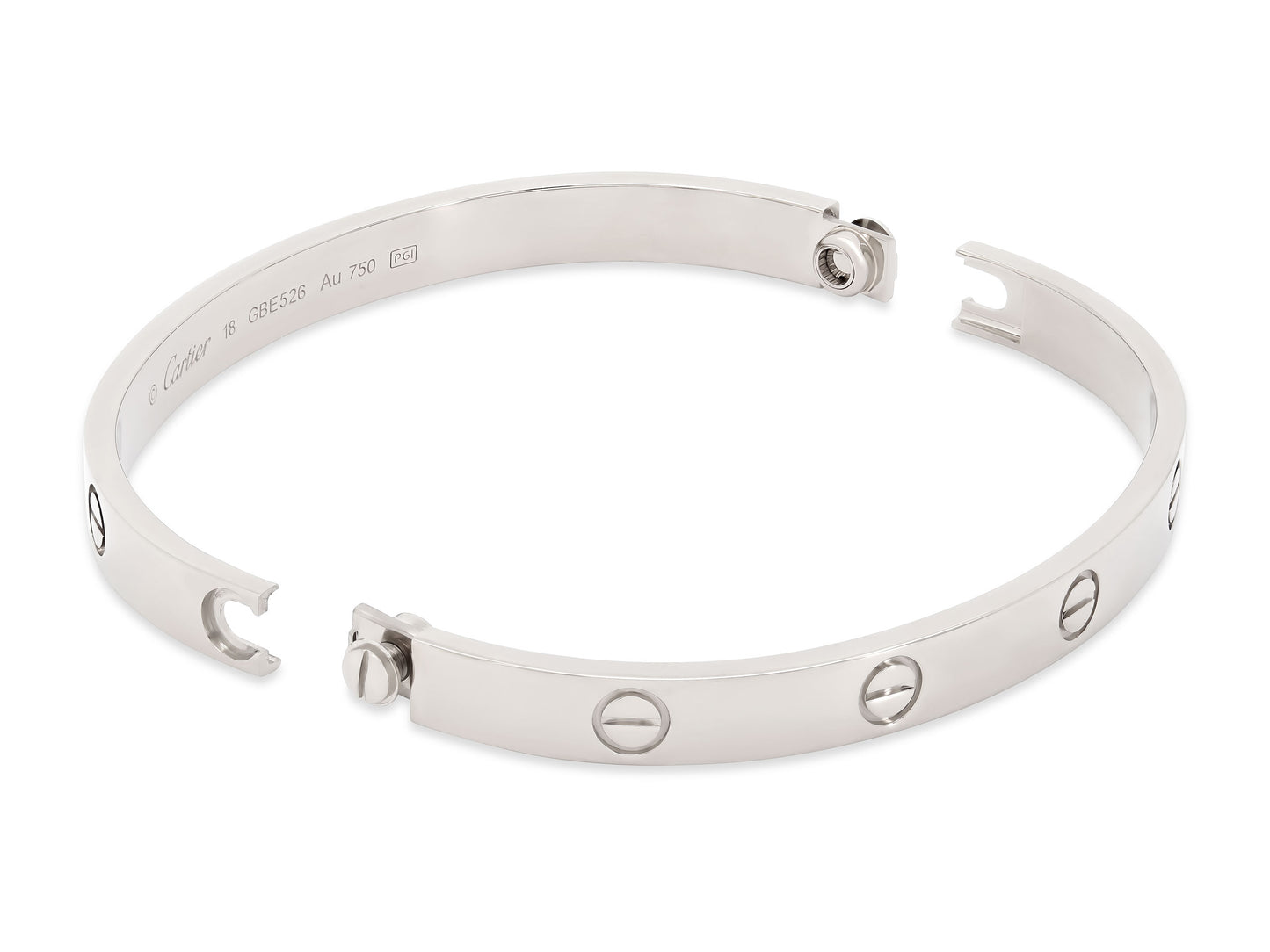 Cartier 'Love' Bracelet in 18K White Gold, Classic Model, Size 18