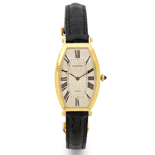 Cartier 'Tonneau' Watch in 18K Gold, with Depoloyant Buckle