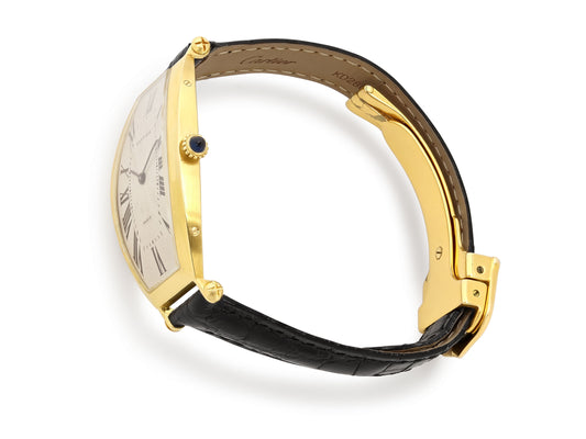 Cartier 'Tonneau' Watch in 18K Gold, with Depoloyant Buckle
