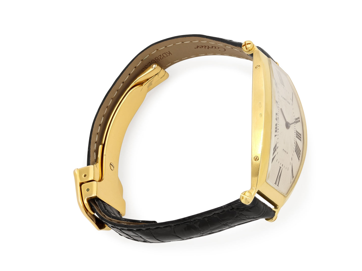 Cartier 'Tonneau' Watch in 18K Gold, with Depoloyant Buckle