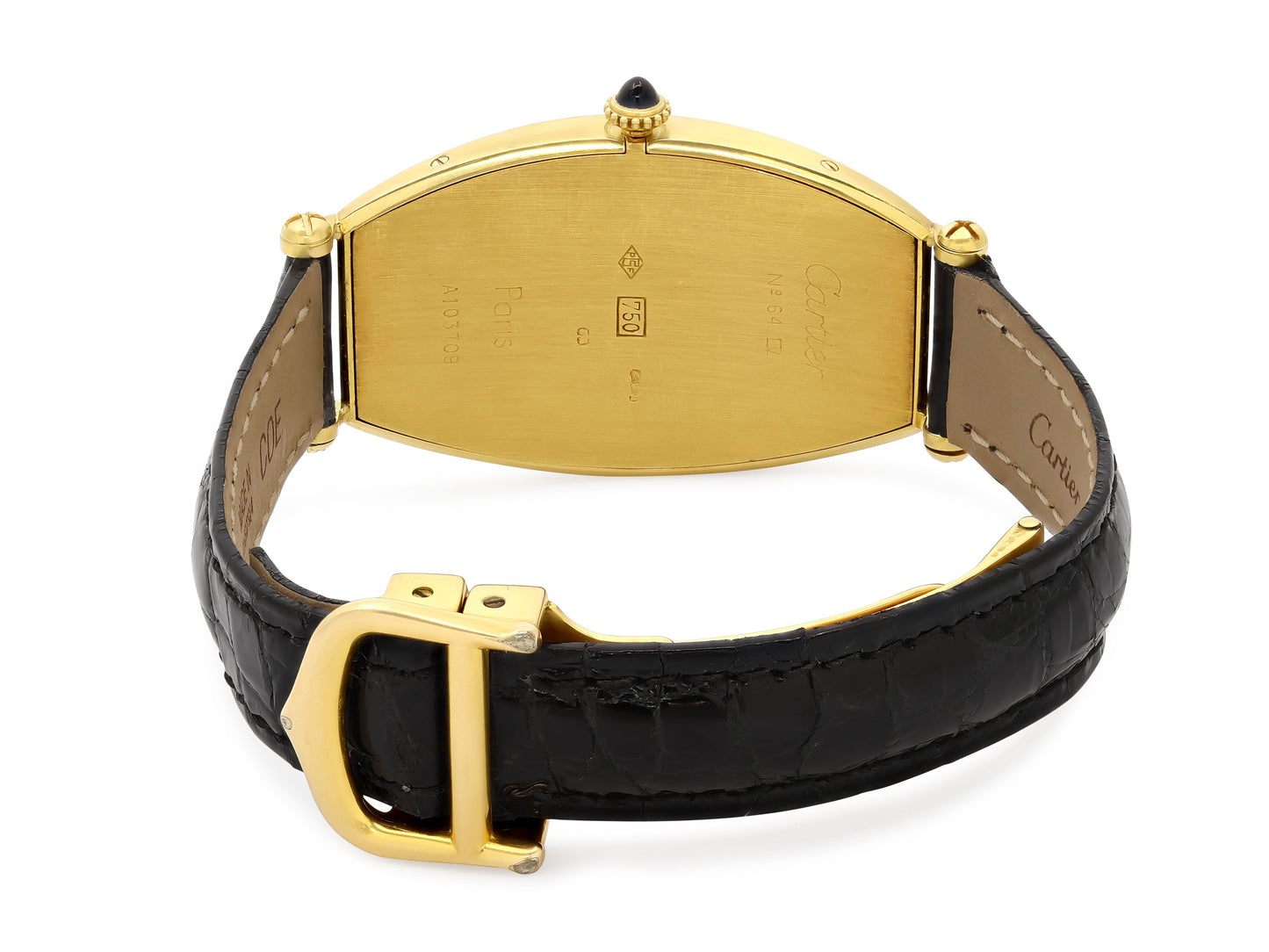 Cartier 'Tonneau' Watch in 18K Gold, with Depoloyant Buckle