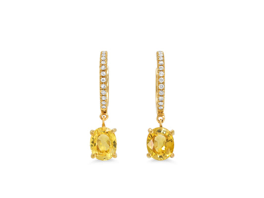 Beladora 'Reimagined' Yellow Sapphire and Diamond Earrings in 18K Gold