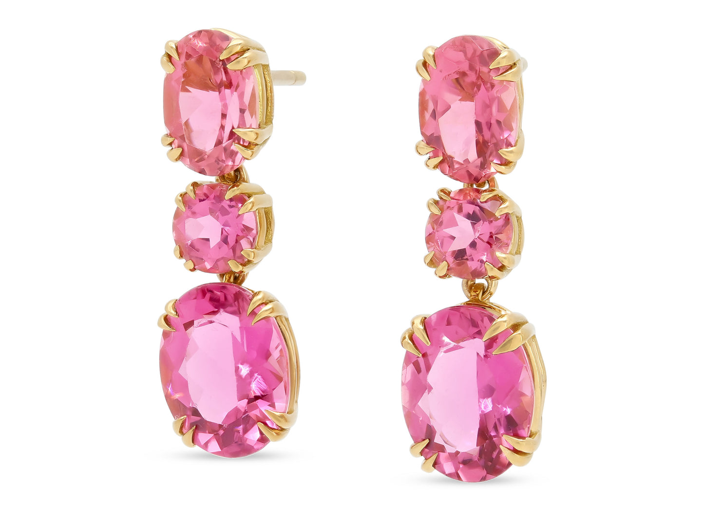 Beladora 'Bespoke' Pink Tourmaline Earrings in 18K Gold