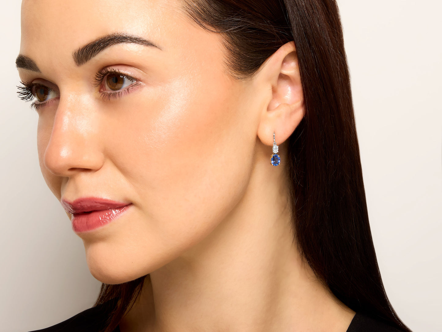 Beladora 'Reimagined' Sapphire and Oval Diamond Earrings in 18K Gold