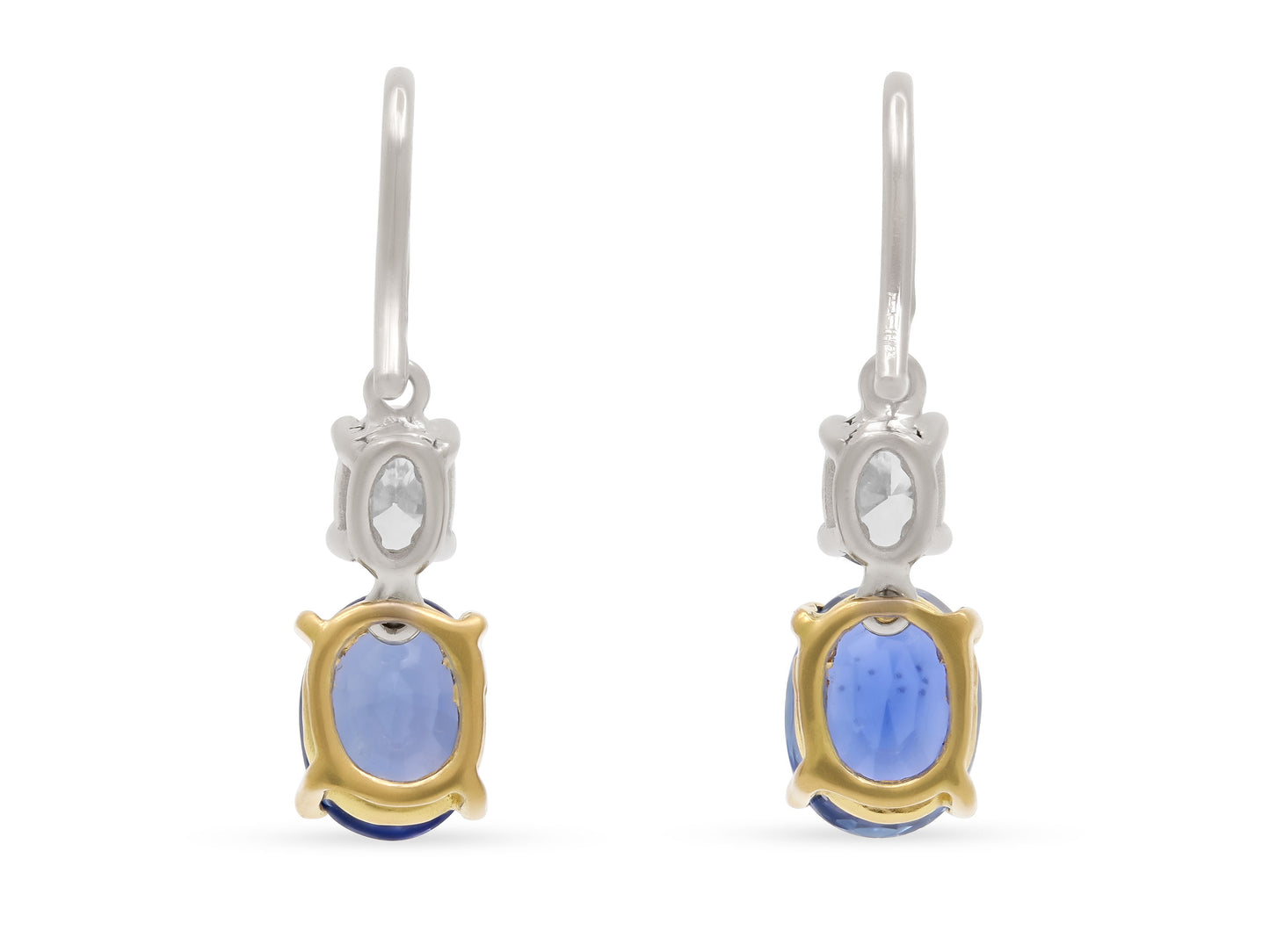 Beladora 'Reimagined' Sapphire and Oval Diamond Earrings in 18K Gold