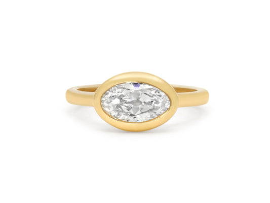 Beladora 'Bespoke' Old-Cut Moval Diamond Pinky Ring, 0.87 carat H/VS2, in 18K Yellow Gold