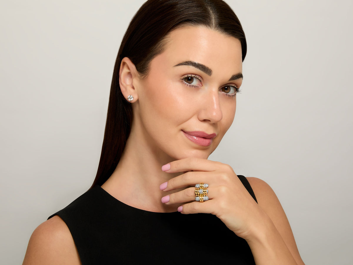 Verdura 'Trio' Diamond Ring in 18K Gold and Platinum