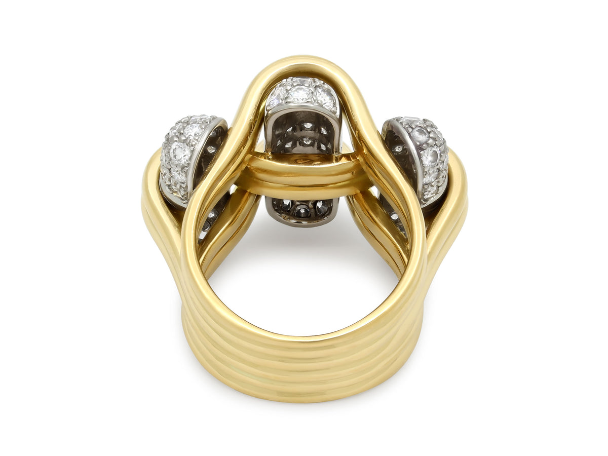 Verdura 'Trio' Diamond Ring in 18K Gold and Platinum