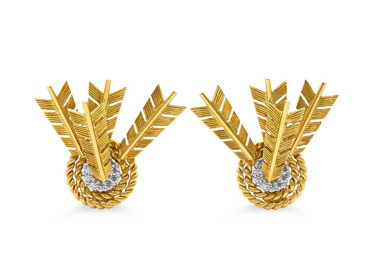 Verdura 'Target' Earrings in 18K Gold and Platinum