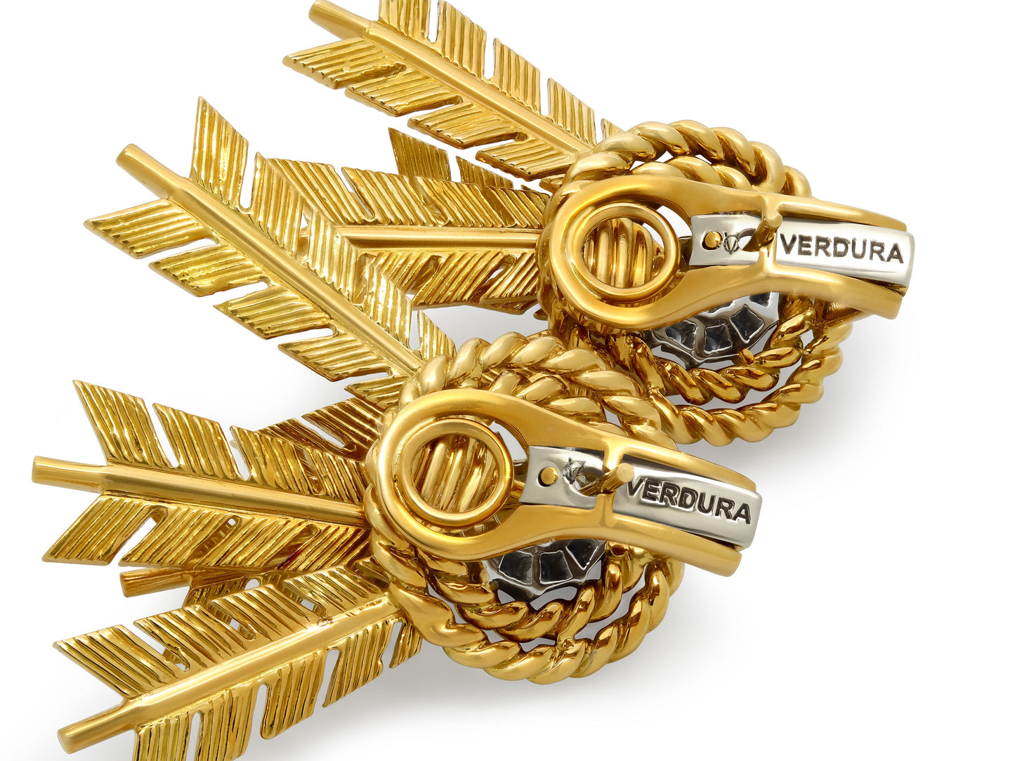 Verdura 'Target' Earrings in 18K Gold and Platinum