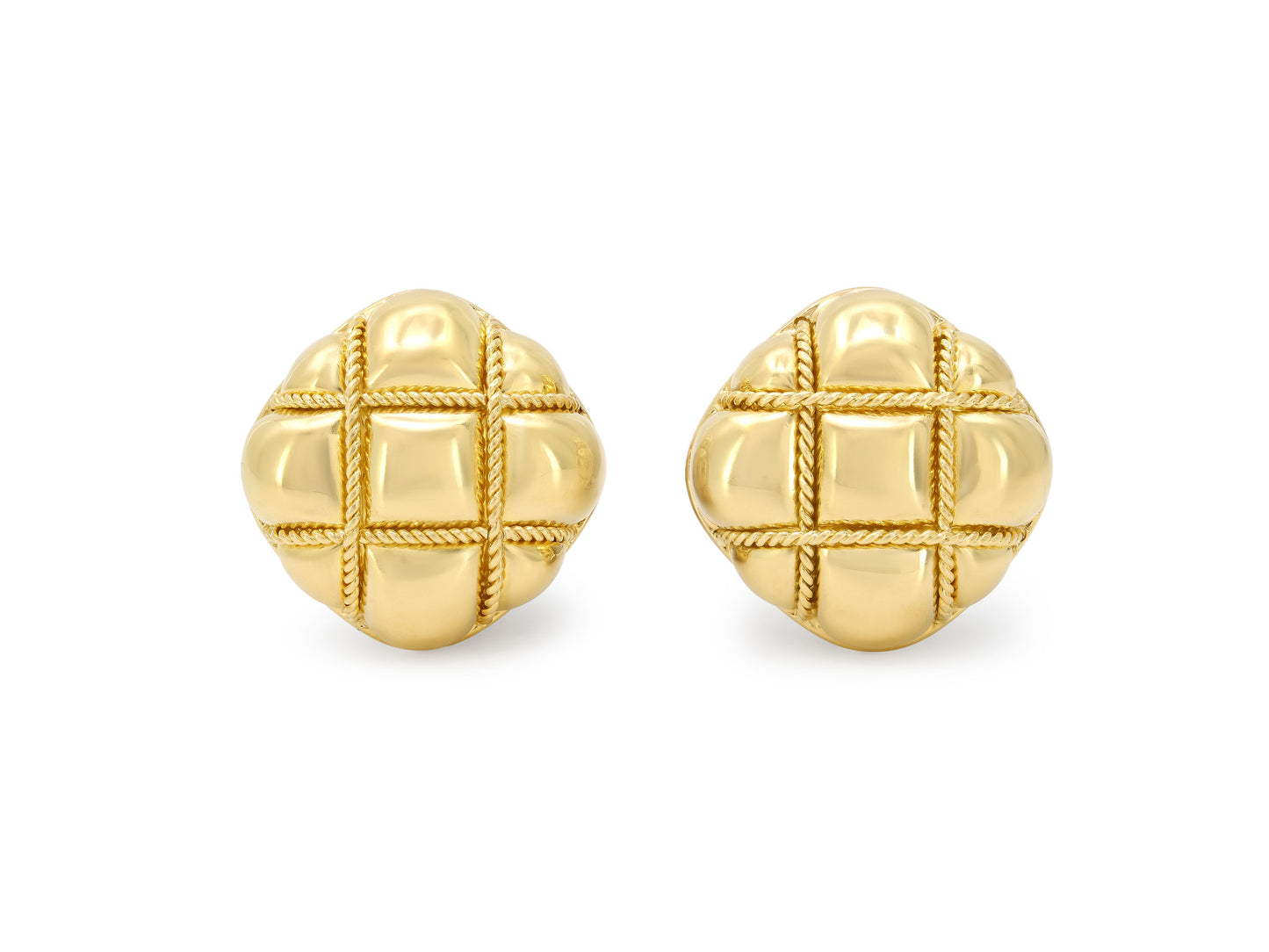 Quilted Earrings in 18K Gold