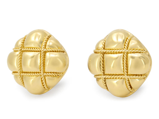 Quilted Earrings in 18K Gold
